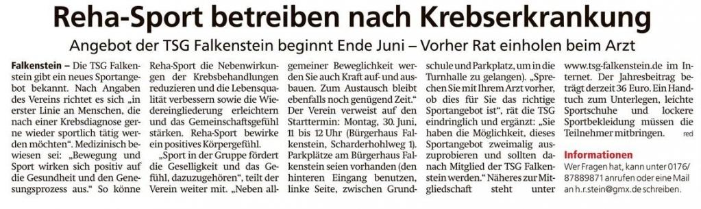 Reha Sport TZ vom 14.Juni25